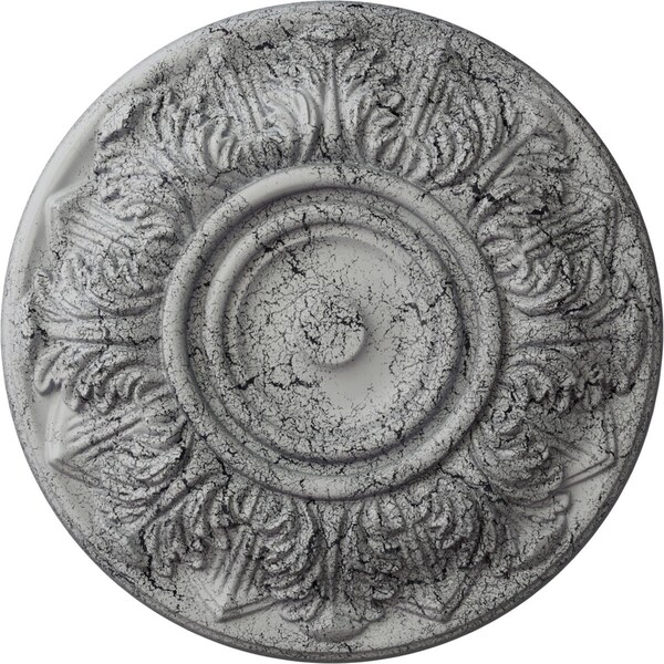 Ekena Millwork Whitman Ceiling Medallion (For Canopies up to 3 3/4"), 13"OD x 1 3/8"P, Ultra Pure White Crackle CM13WHUWC - main